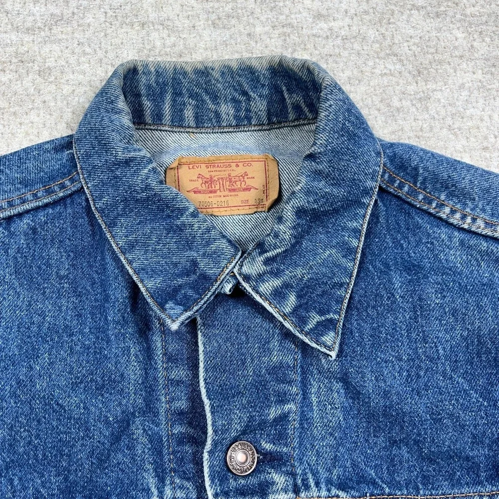 Vintage Levis Denim Jacket Men Size 42 Blue Med Wash 90s  USA Made 70506 0216